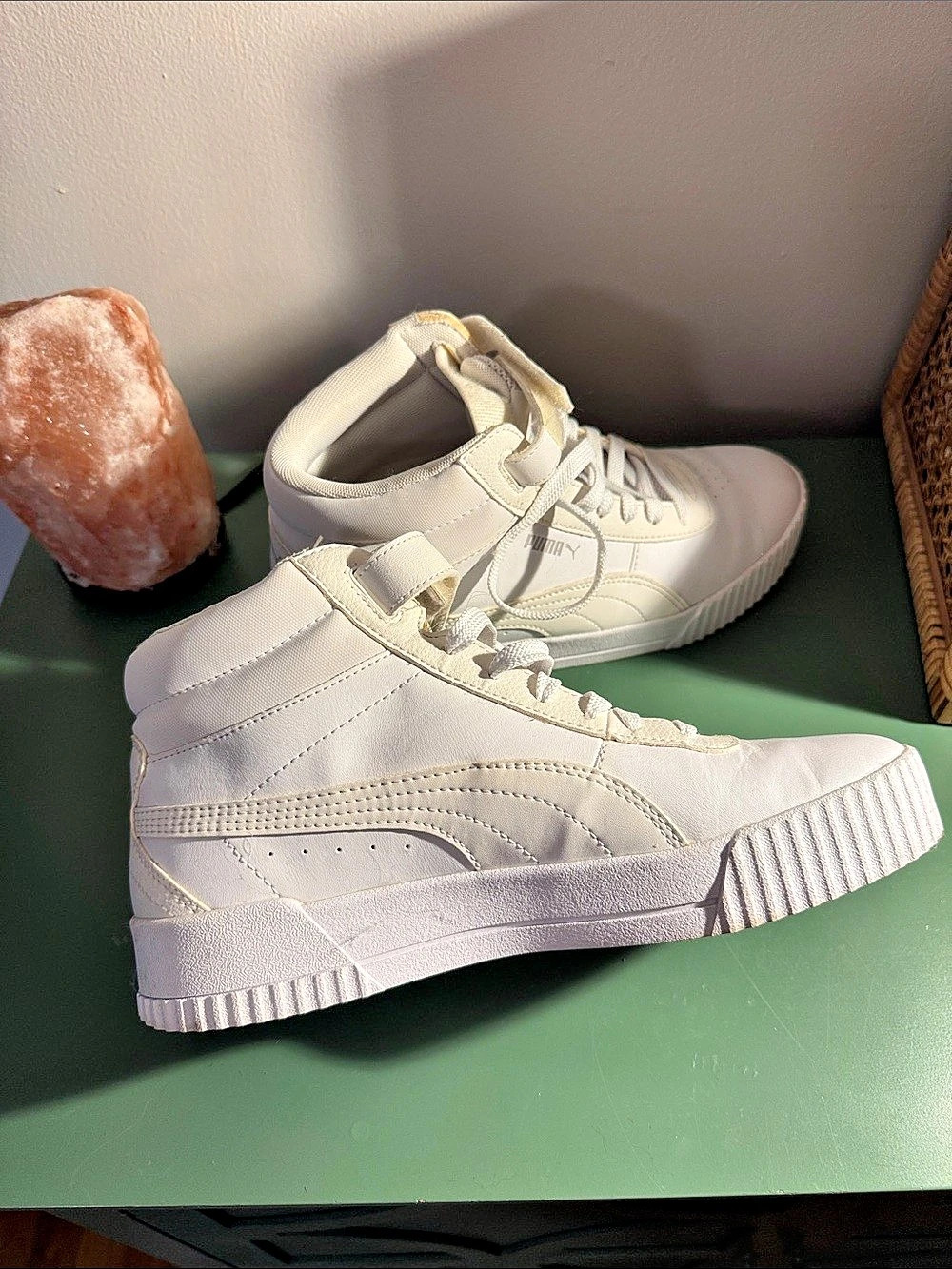 Puma Carina Mid White Sneakers UK 10 Like New